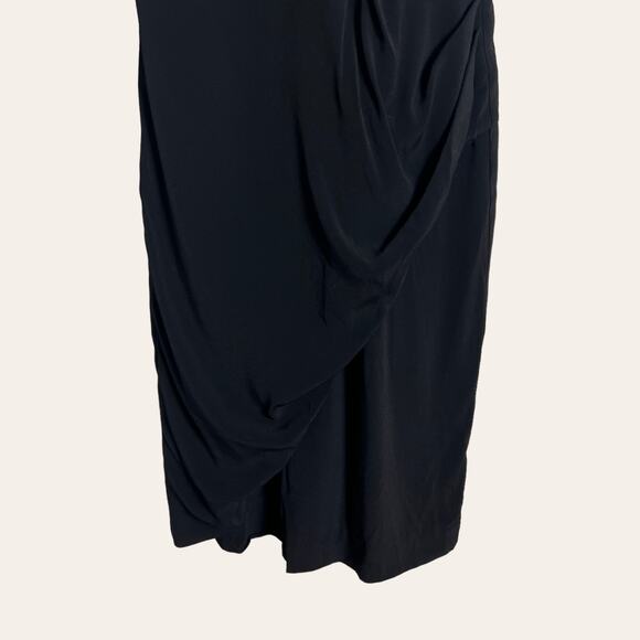 Nicole Miller Atelier New Black Surplice Draped Wrap Cocktail Dress Size 8 - Picture 6 of 8